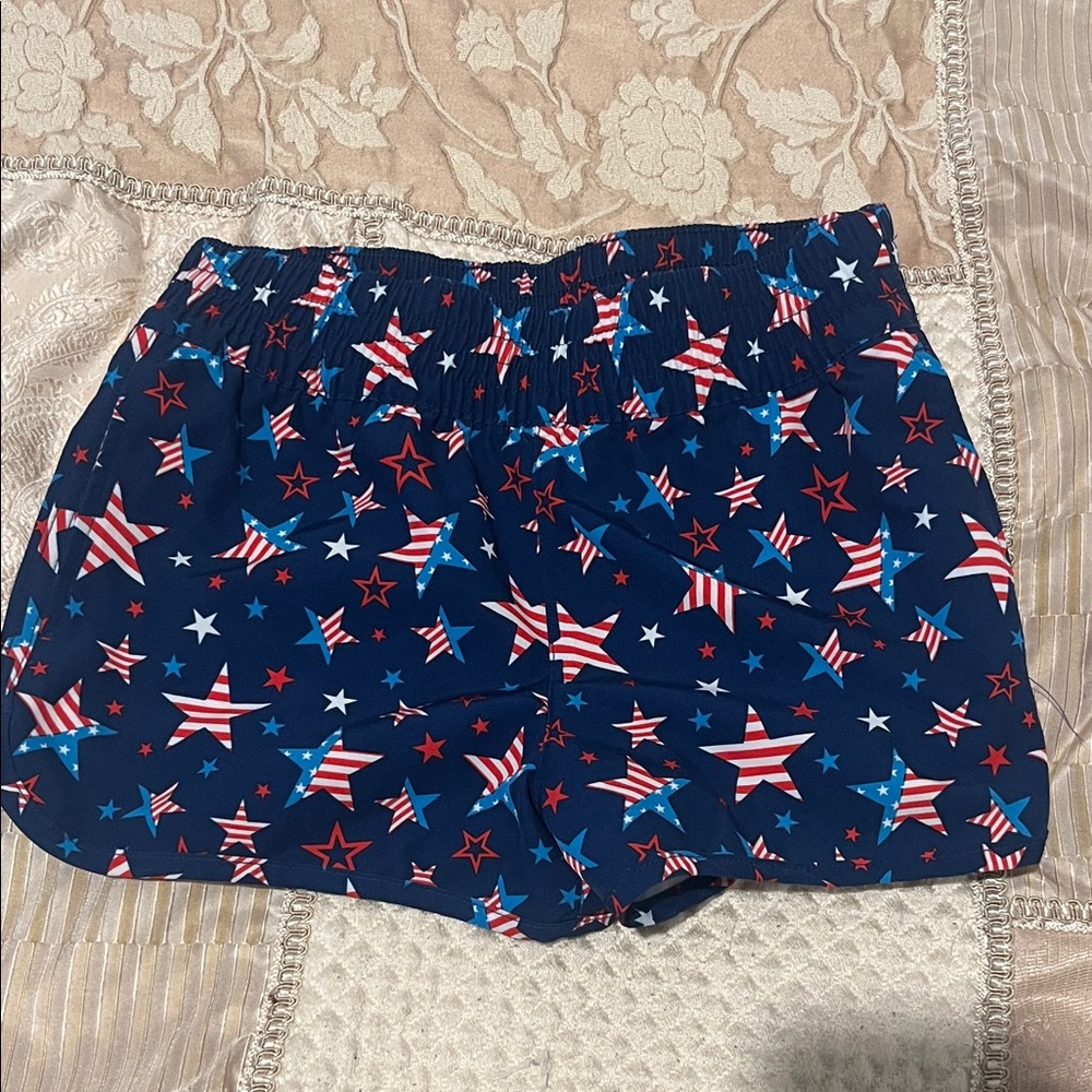 Patriotic Star Kids Shorts - Navy and Red